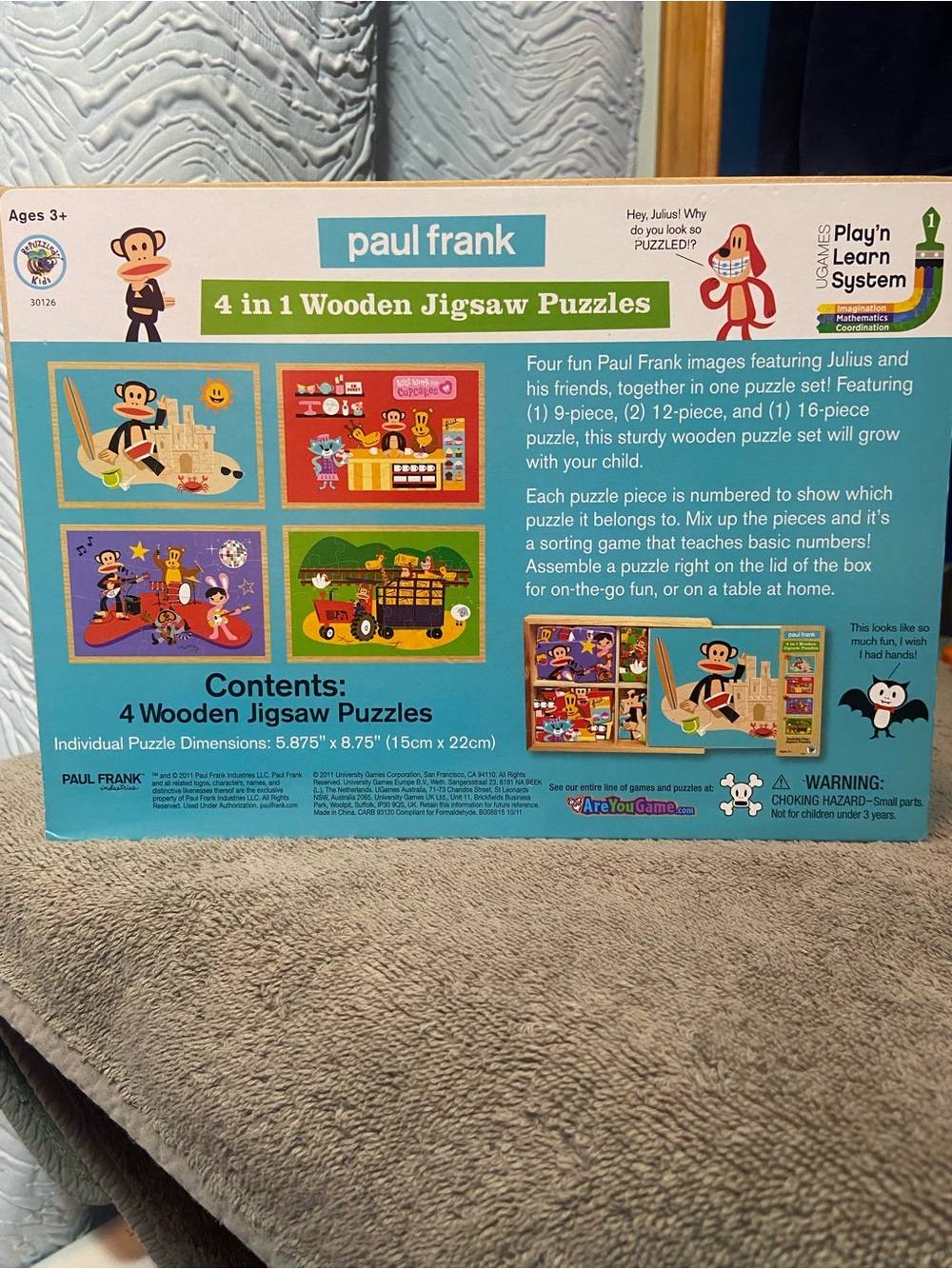 Paul Frank 4-in-1 Wooden Jigsaw Puzzles - Aqua